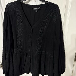Lane Bryant Black Button-Down Blouse